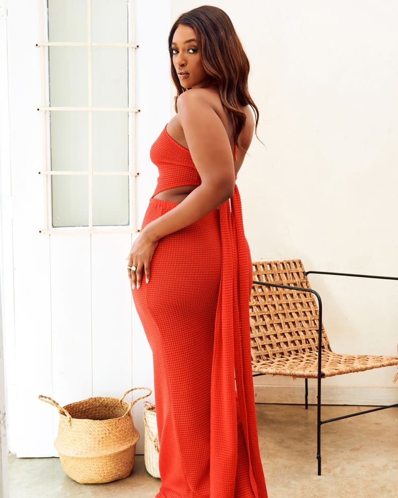 Feel The Heat Fishnet Halter Crop Top Red Red